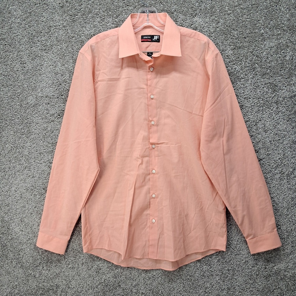 J. Ferrar Mens Slim Fit Stretch Dress Shirt Peach Orange 15-15.5 34-35 LS